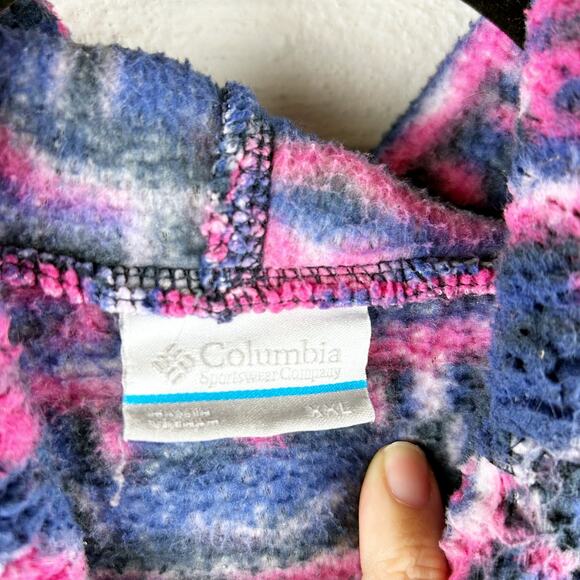 Columbia West Bend Hooded Sherpa Sweater Geometric Print Purple/Blue Size XXL - Picture 7 of 8